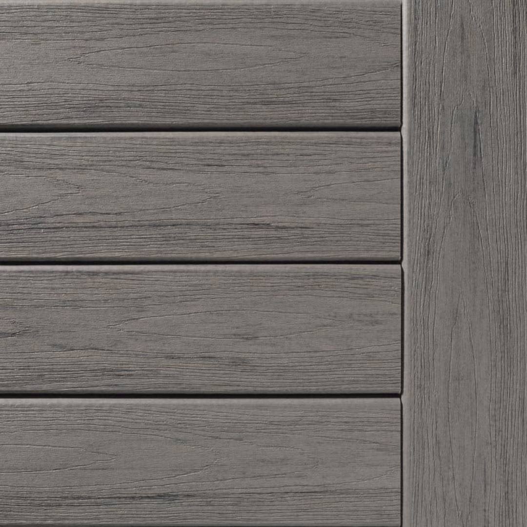Composite deck boards and riser in driftwood finish from TimberTech for outdoor decking and home improvement projects
