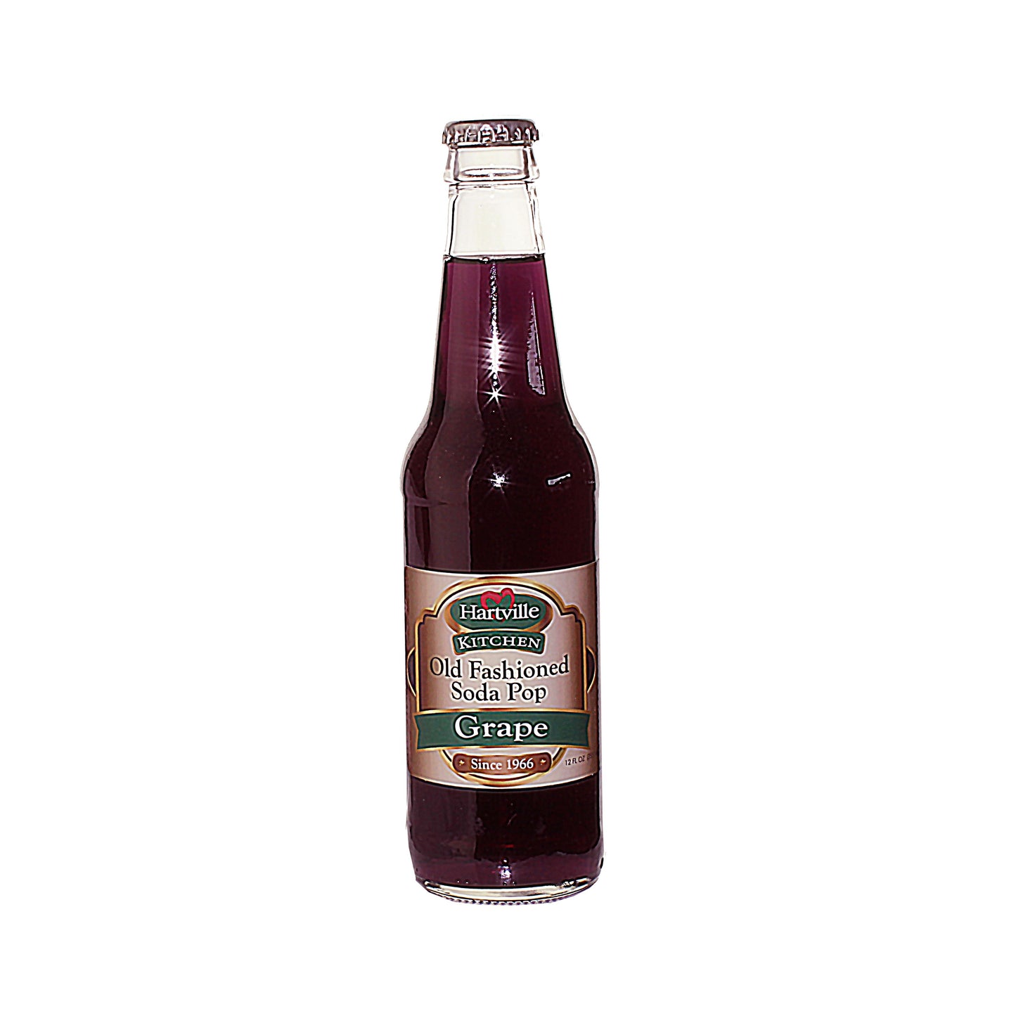 Glass bottle of Hartville Kitchen grape soda pop with vintage-style label in Drinks and Food & Beverage collections