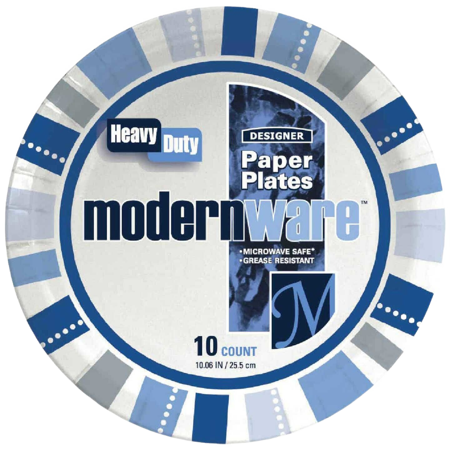 Blue and white heavy duty paper plates, 10-inch, microwave safe and grease resistant for kitchenware and everyday use under $50 collections