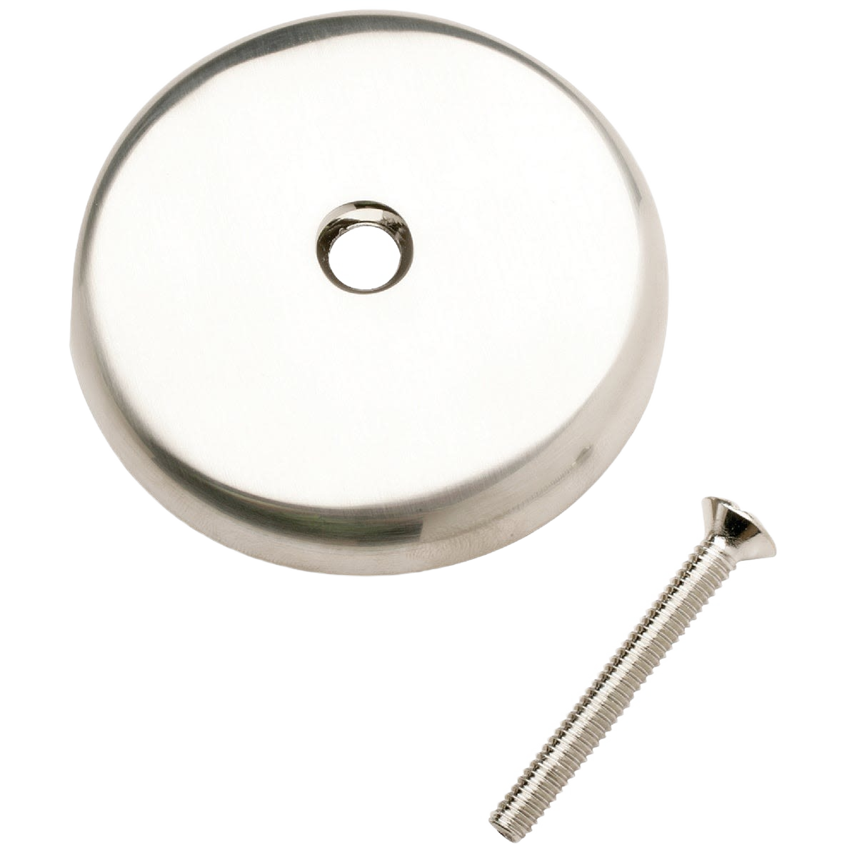 Brushed nickel single hole bath drain face plate with mounting screw for plumbing repair under $50