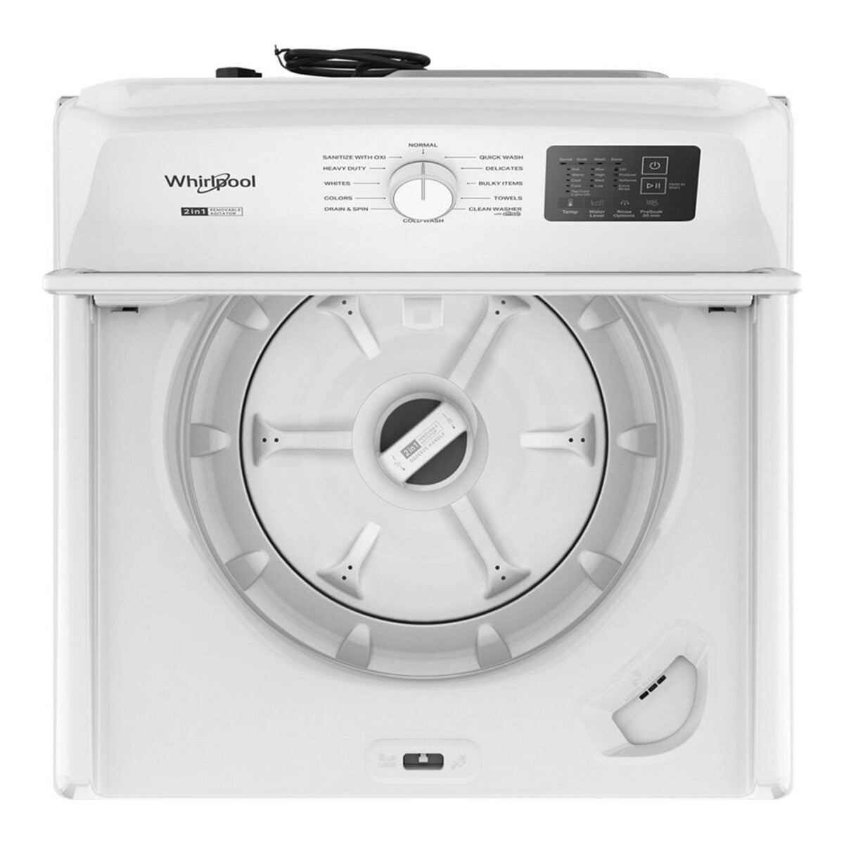 4.2–4.3 Cu. Ft. Whirlpool® Top Load Washer with 2-in-1 Removable Agitator and Soft Close Glass Lid