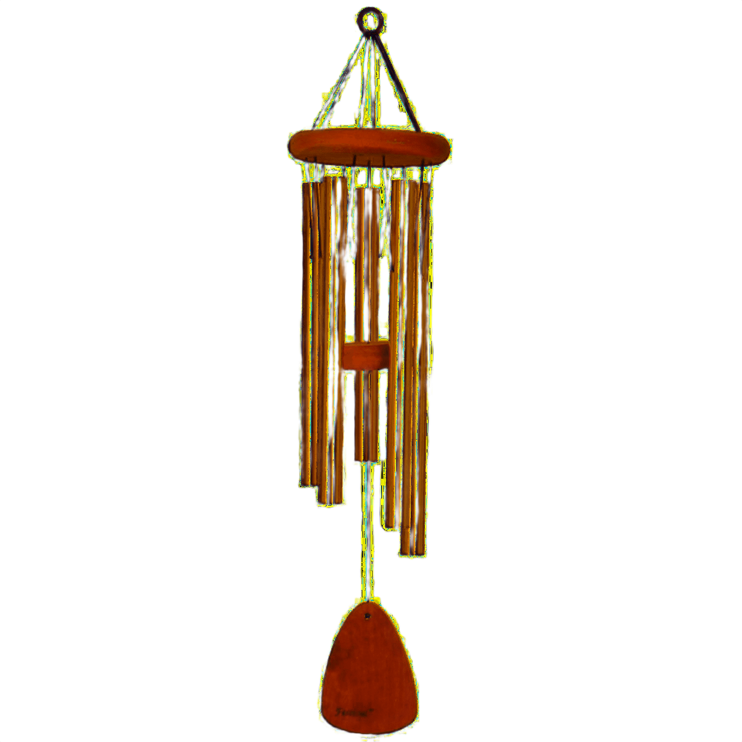 Bronze scale wind chime with wooden components, ideal for outdoor decor and lawn and garden under $100 collections