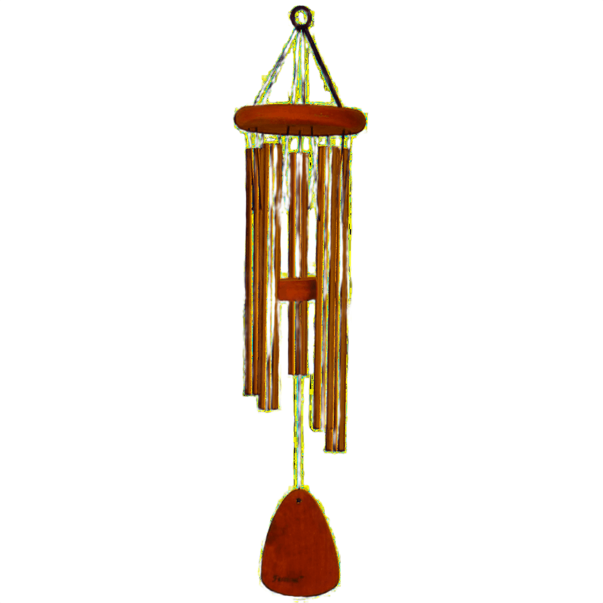 Bronze scale wind chime with wooden components, ideal for outdoor decor and lawn and garden under $100 collections