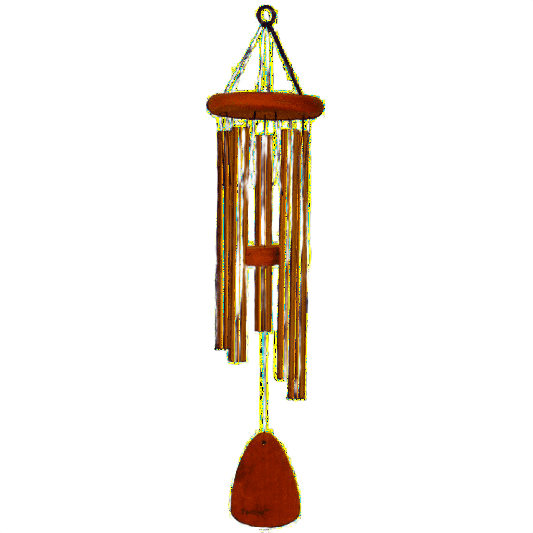 Bronze scale wind chime with wooden components, ideal for outdoor decor and lawn and garden under $100 collections