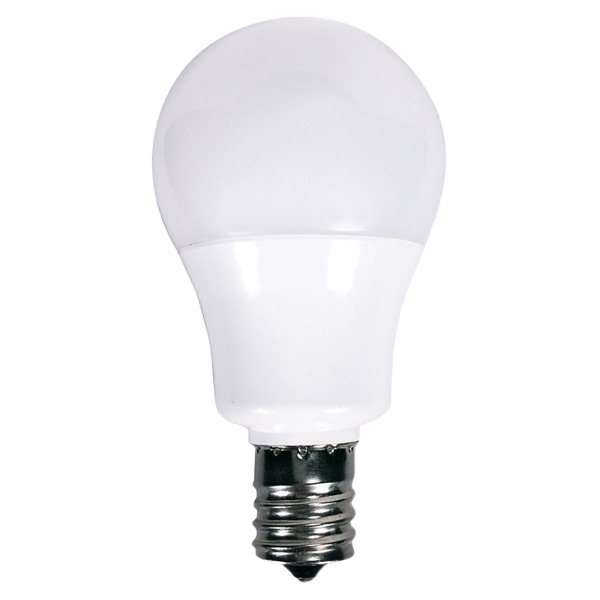A white LED light bulb with E17 intermediate base for lighting and electrical home improvement applications