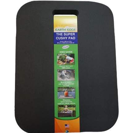 Black cushioned kneeling pad with handle for comfortable gardening and outdoor home improvement tasks.