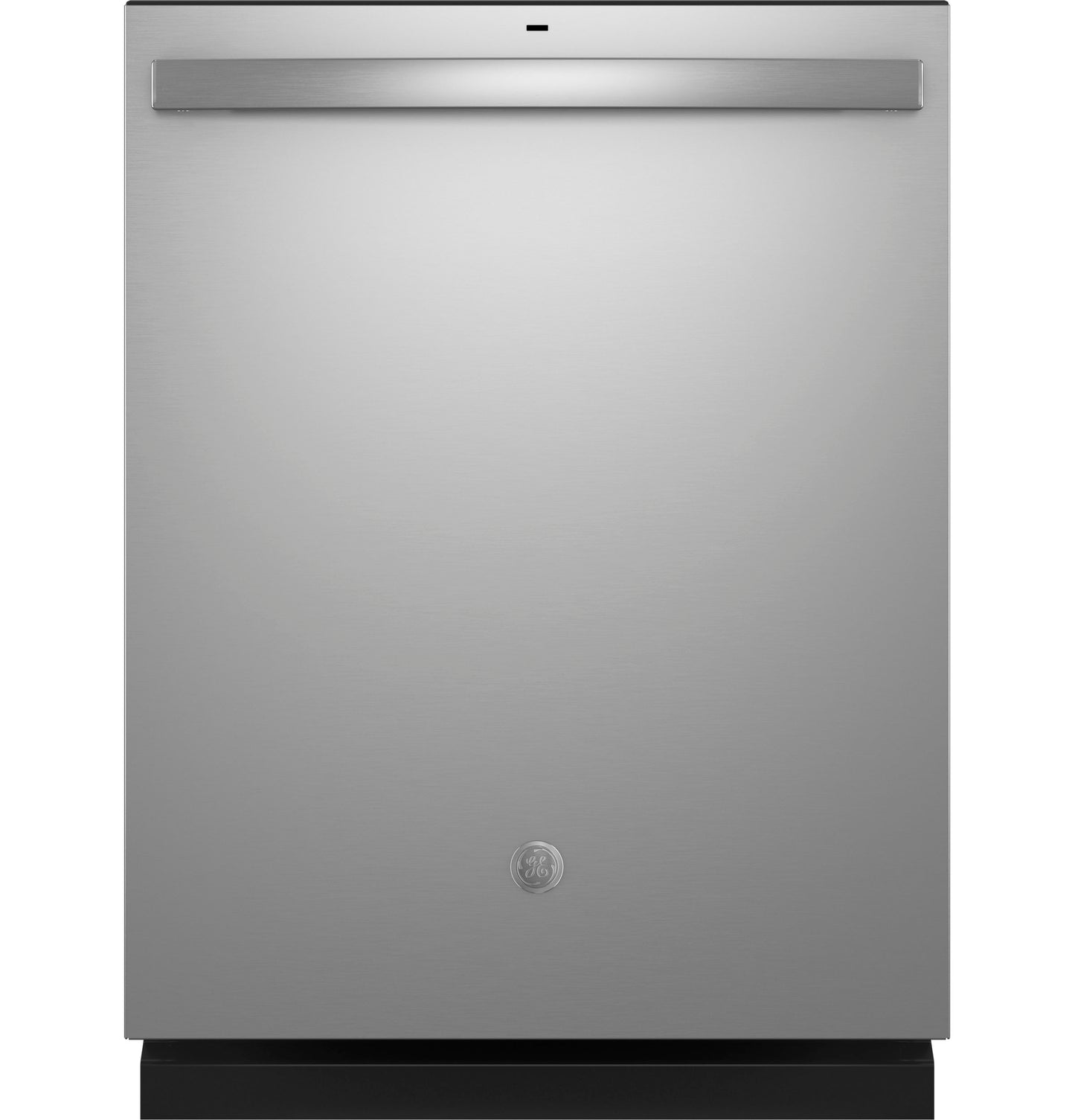 Front view of stainless steel top control dishwasher with stainless steel interior door in kitchen appliances collection