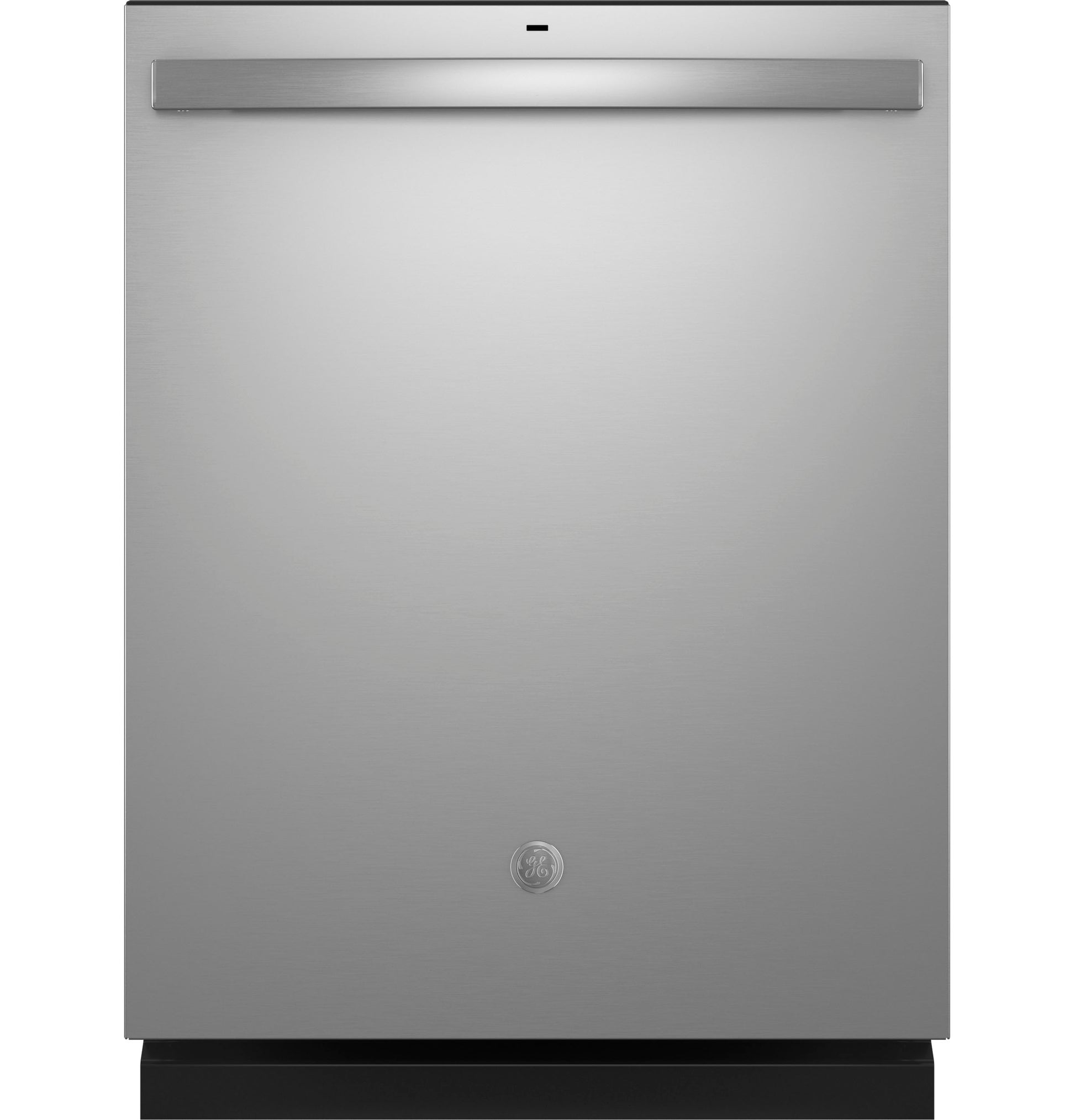 Front view of stainless steel top control dishwasher with stainless steel interior door in kitchen appliances collection