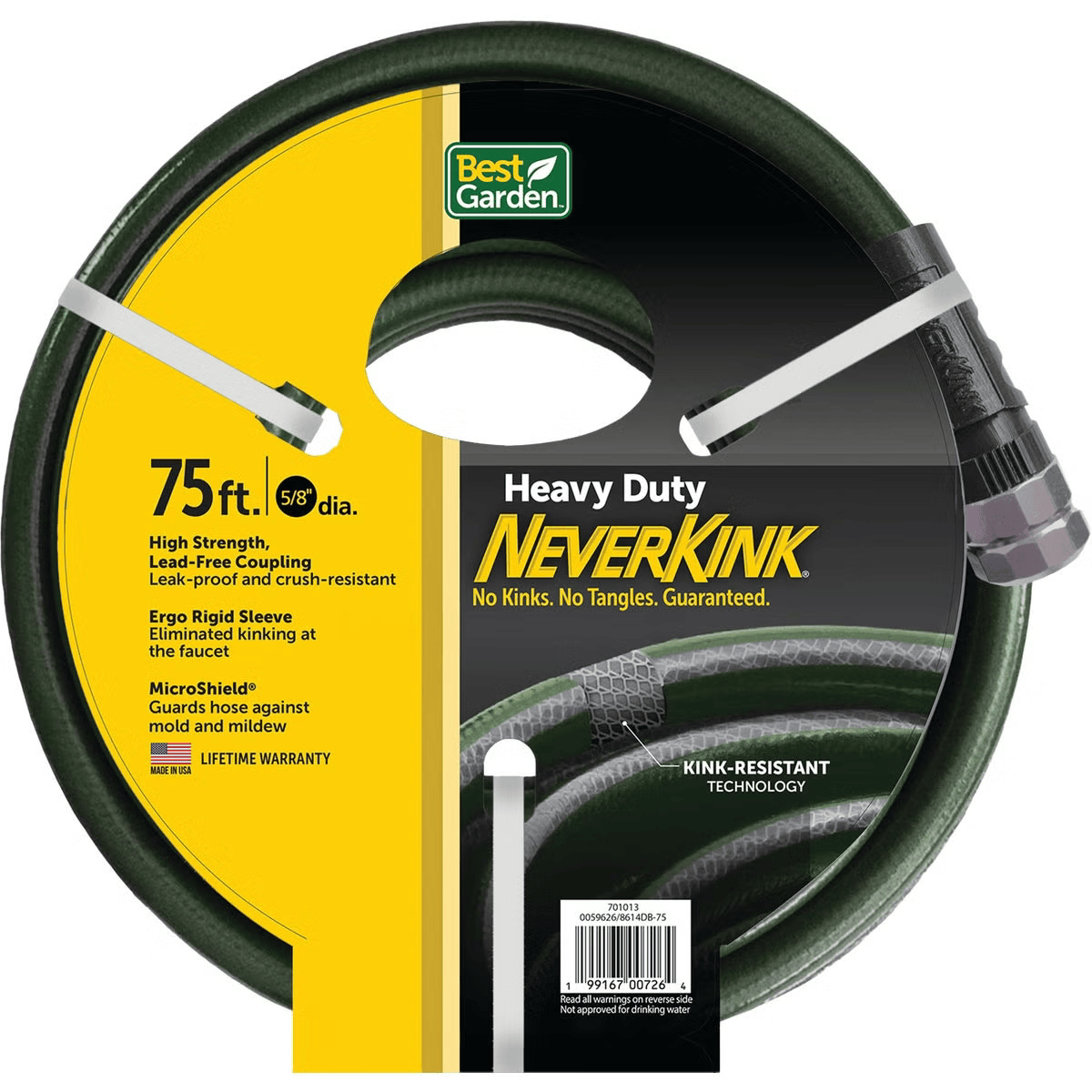 Best Garden NeverKink 5/8" Dia. x 75' Heavy Duty Garden Hose