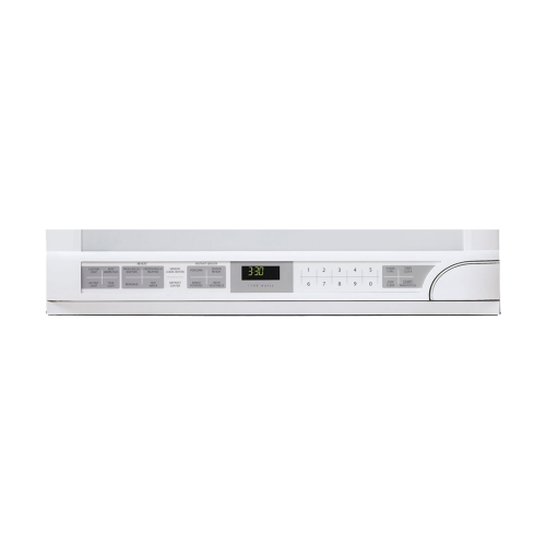 Control panel of white Sharp microwave with digital display and preset cooking sensor buttons in appliances collection