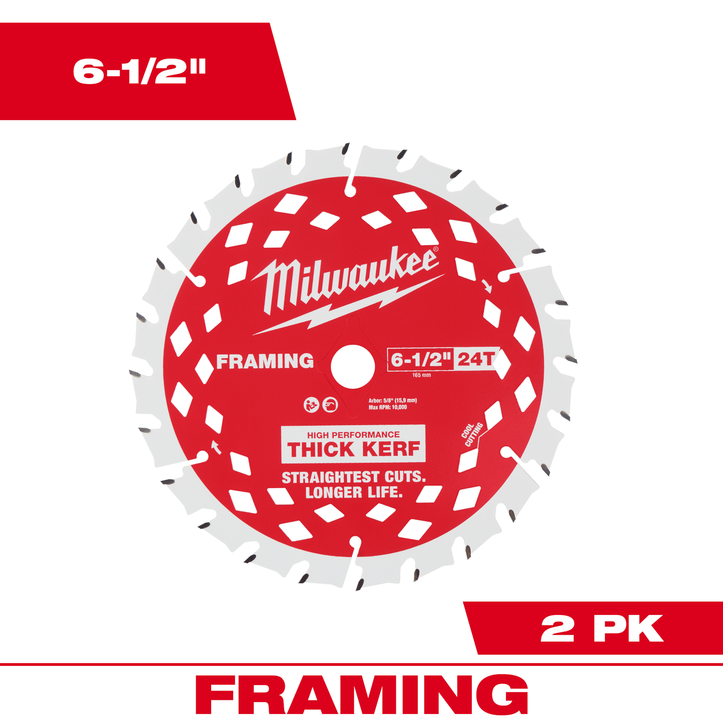 Milwaukee 6-1/2” 24T Thick Kerf Framing Circular Saw Blade (2 PK)