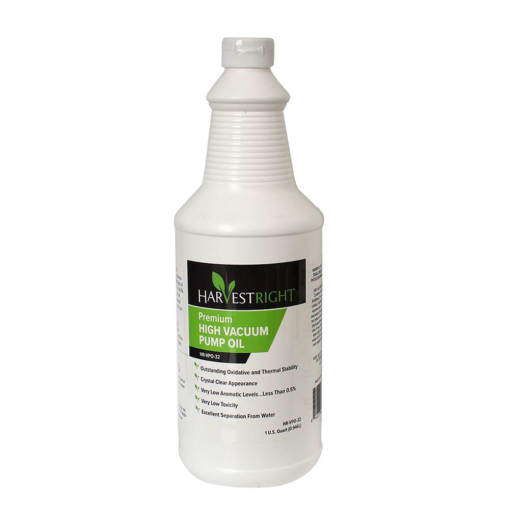 White plastic bottle of high vacuum pump oil with green and black label in Kitchenware and Under $50 collections