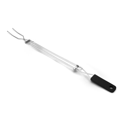 Chrome-plated roasting fork with black handle for grilling and outdoor cooking in the Grill Accessories collection