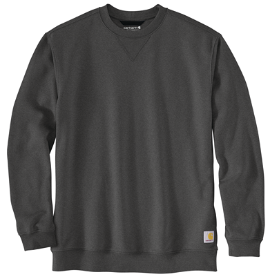 Charcoal men's loose midweight crewneck sweatshirt with ribbed cuffs and hem in Carhartt hoodies and sweatshirts collection