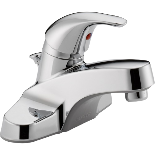 Chrome single handle bathroom faucet with lever control and pop-up drain for home improvement projects