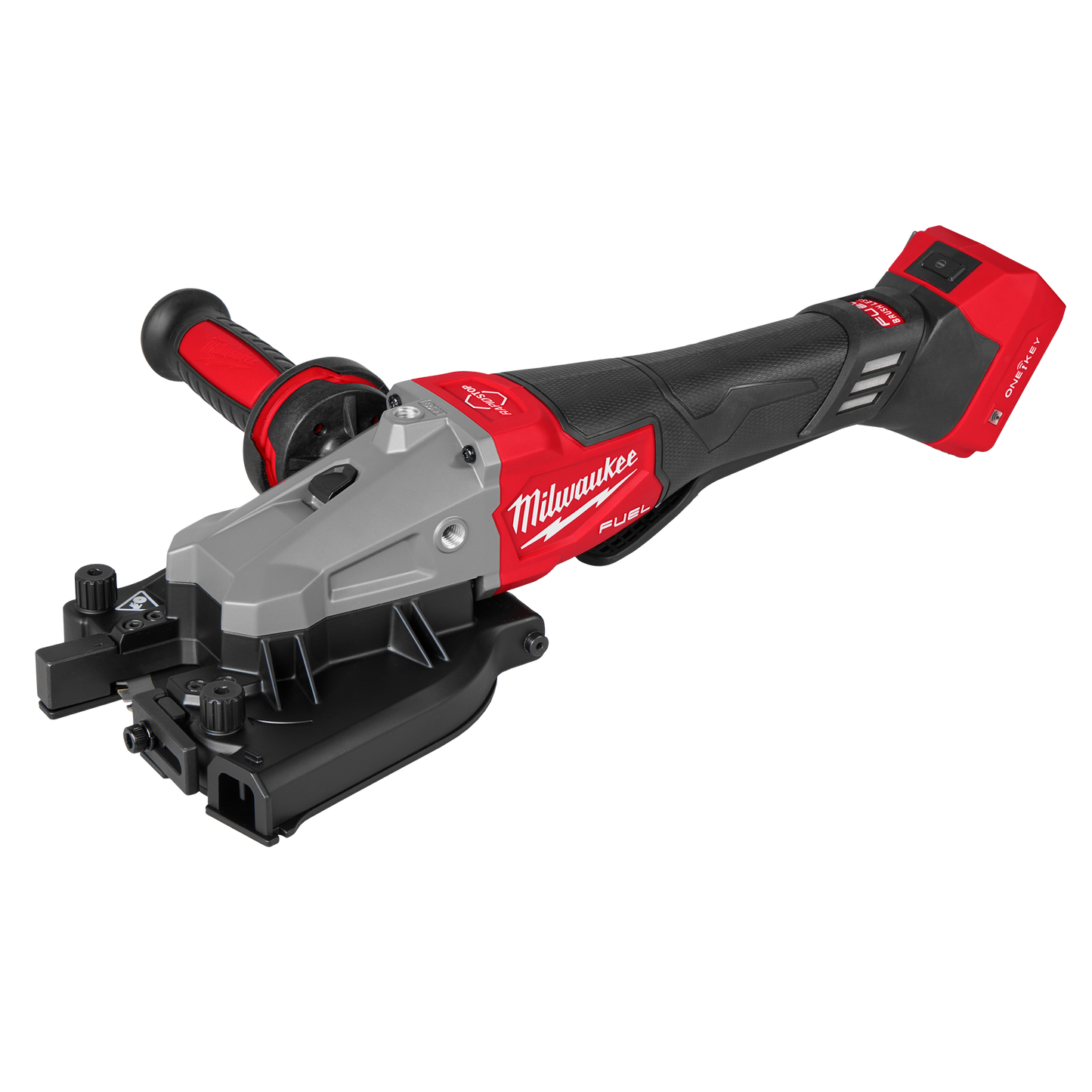 Red and black Milwaukee cordless power tool with ergonomic grip for cutting rebar in power tool and home improvement collections