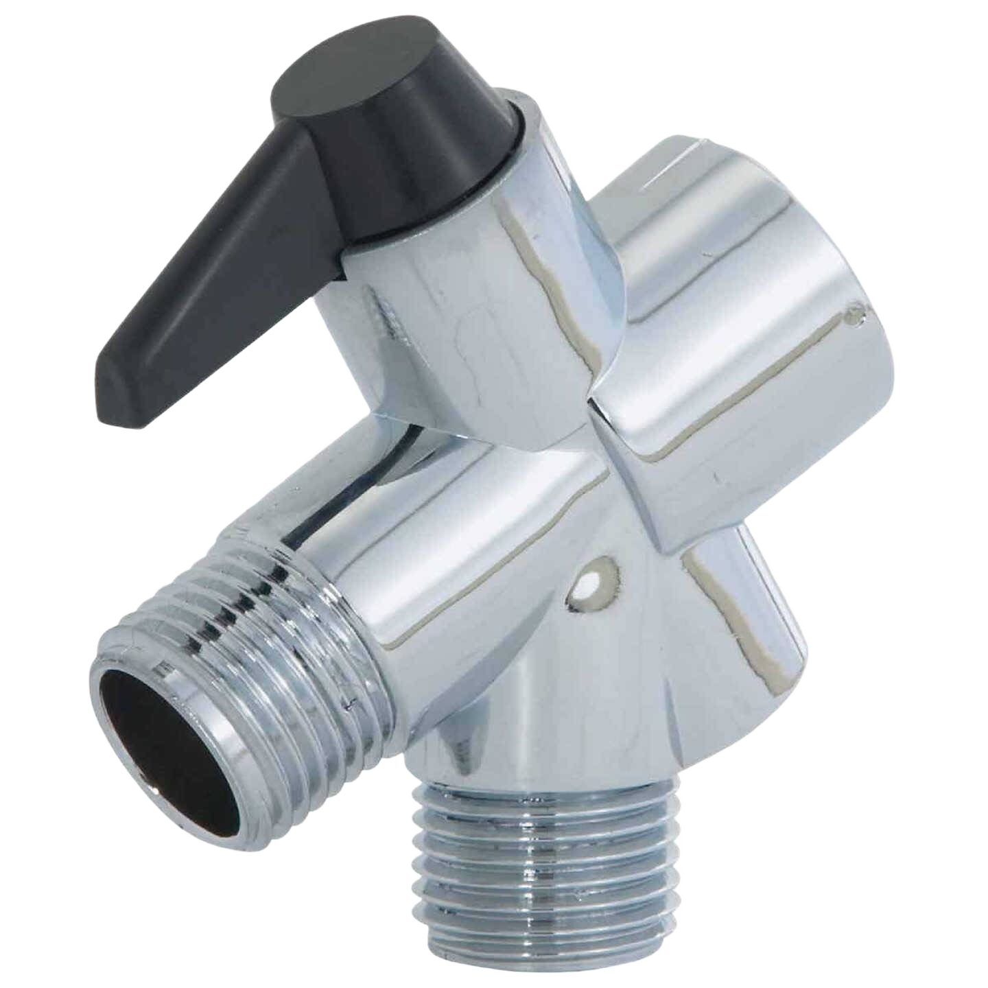 Chrome shower flow diverter valve with black lever for plumbing parts and home improvement under $50 collections