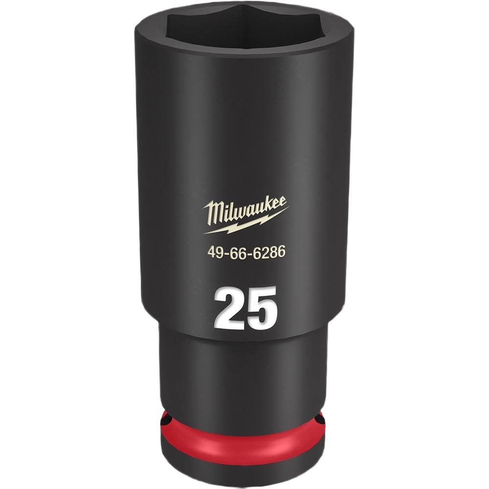 25-mm deep impact socket with 6-point design for high torque applications in Milwaukee hand tools and sockets collection