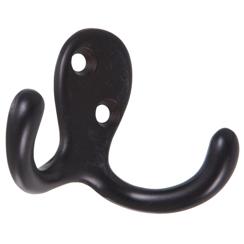 Oil rubbed bronze double hook for hanging clothes and accessories in hardware and home improvement collections under $50