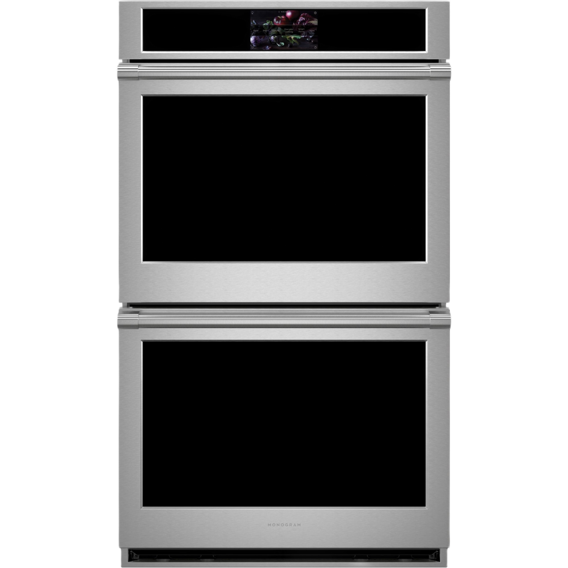 Stainless steel double wall oven with digital control panel for kitchen appliances and home improvement collection