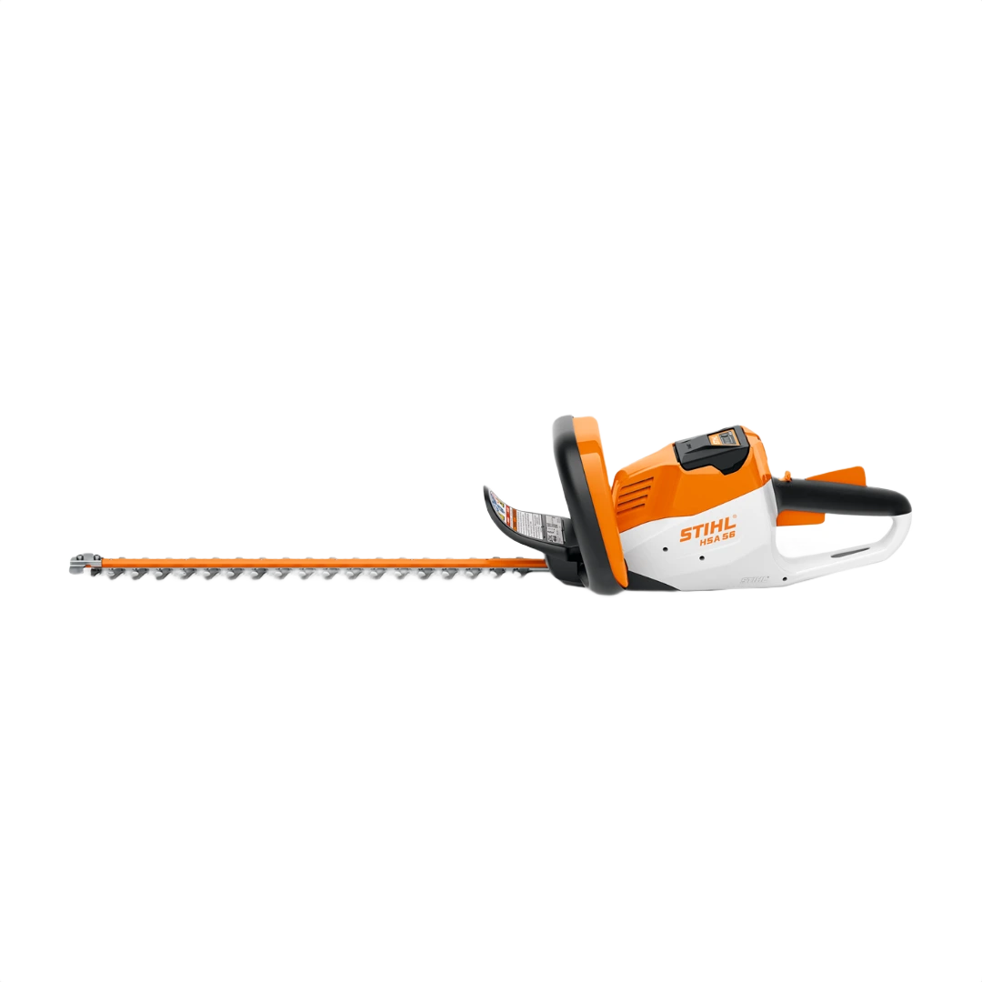 Compact cordless STIHL hedge trimmer with ergonomic handle and long dual-action blade for home improvement tasks