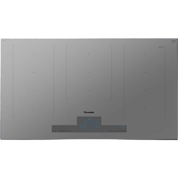 Titanium gray induction cooktop with digital touch controls and versatile cooking zones for modern kitchen use