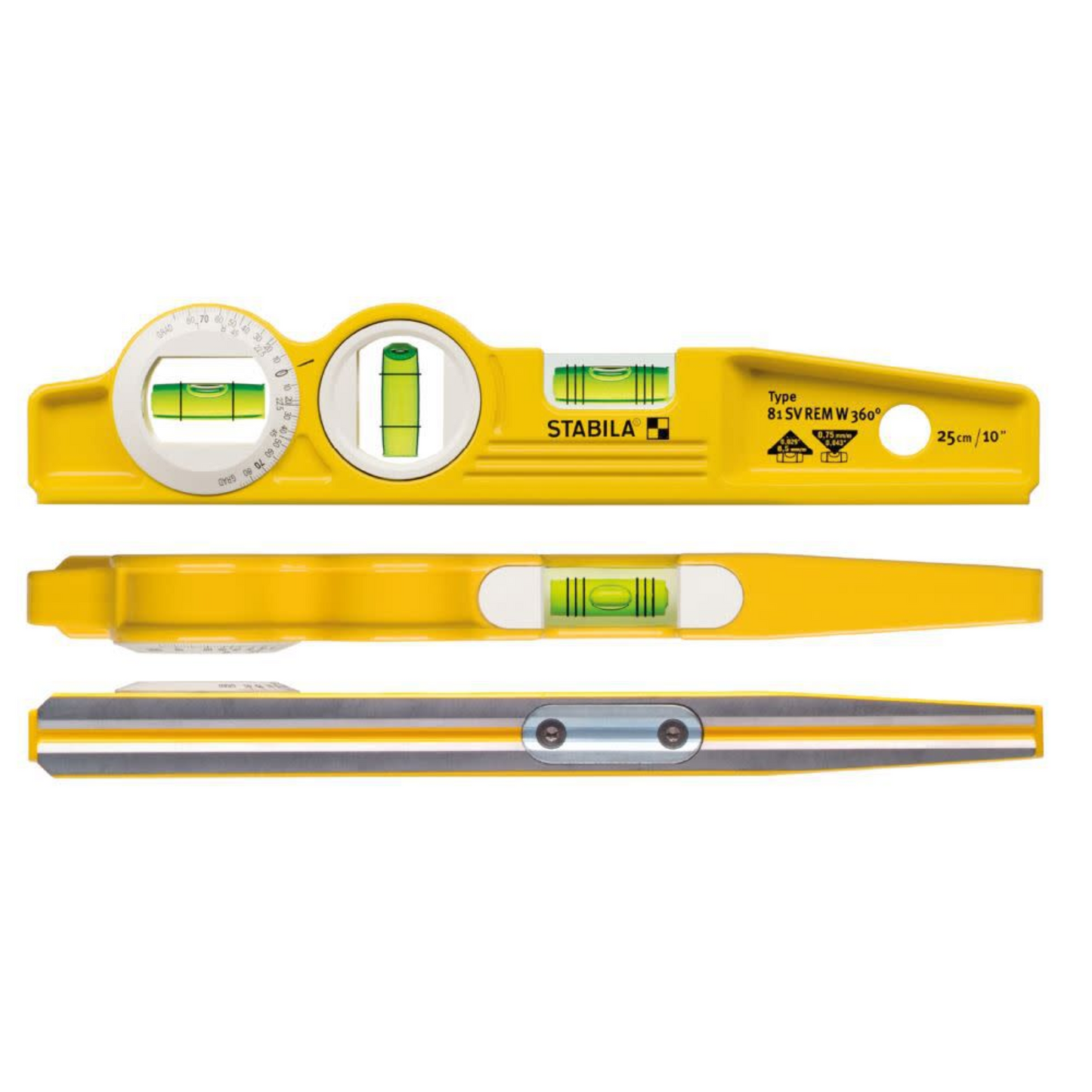 Stabila 10" Type 81 SMW 360 Die Cast Torpedo Level w/Protractor Vial