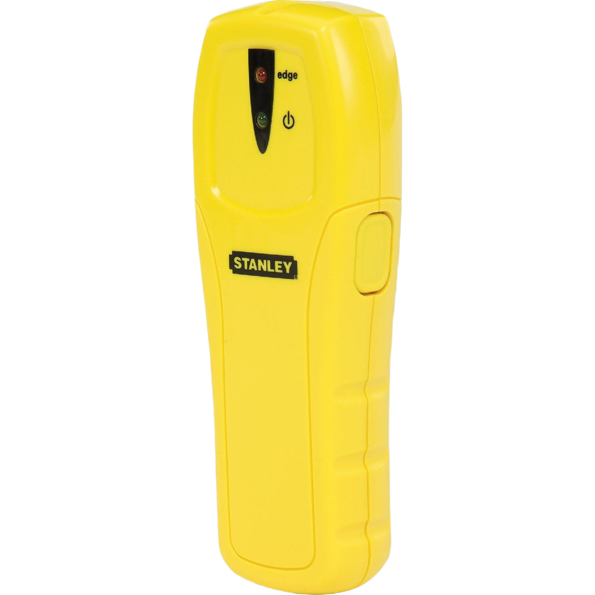 Compact yellow stud finder with LED indicators for detecting wood and metal studs in home improvement tools collection