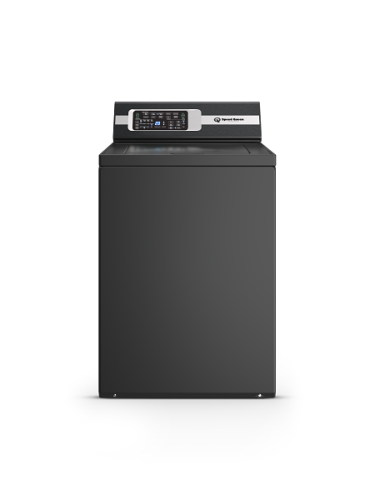 Matte black top load washer with digital control panel, designed for efficient home laundry tasks and home improvement use