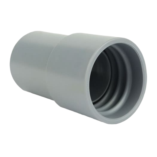 Gray rubber threaded hose connector designed for dust collectors and woodworking tools under $50 collection