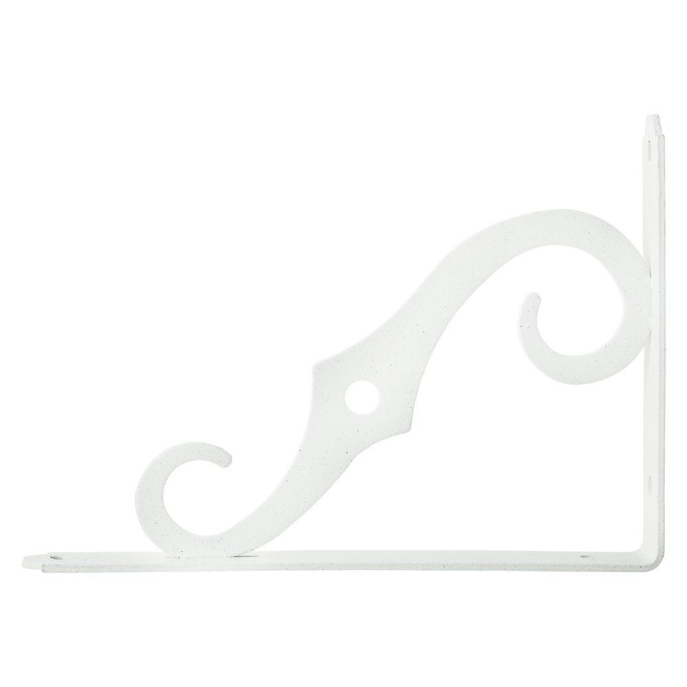 Antique white steel ornamental shelf bracket with decorative curling design for home improvement use