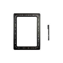 Black metal frame with multiple mounting holes and a slim pen tool for precise tracing tasks in home improvement projects