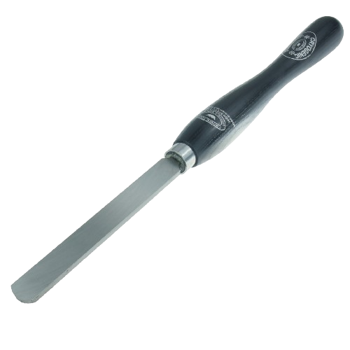 Round nose scraper with polished steel blade and ergonomic black wooden handle for tools and home improvement use