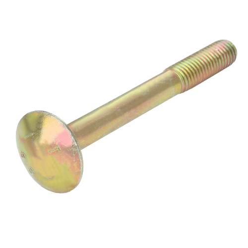 Yellow zinc-plated bolt with round head and threaded shaft, suitable for John Deere hardware and home improvement projects