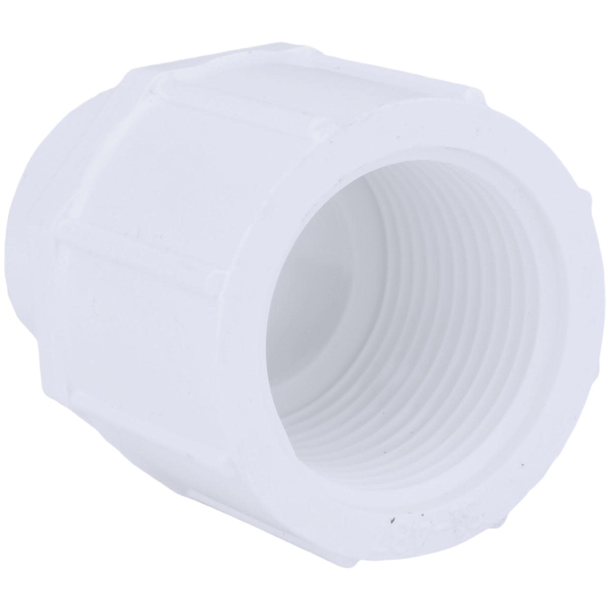 White PVC female adapter with threaded interior for plumbing and pipes fitting in home improvement projects under $50