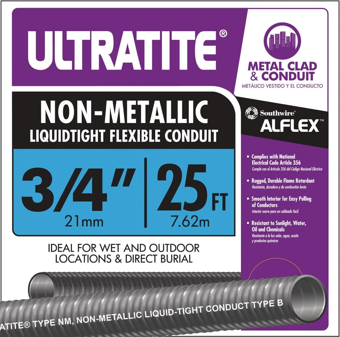 Flexible nonmetallic conduit with liquidtight protection for outdoor and wet location electrical installations