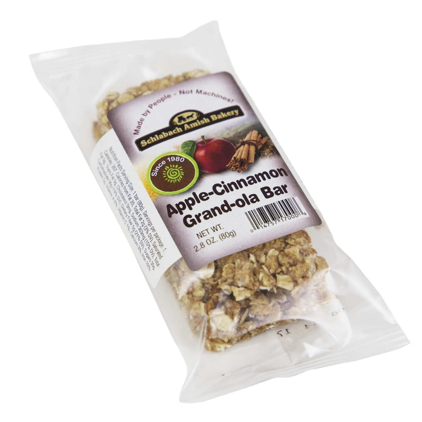 Individually wrapped apple cinnamon granola bar with oats and walnuts in snacks and food collections under $50