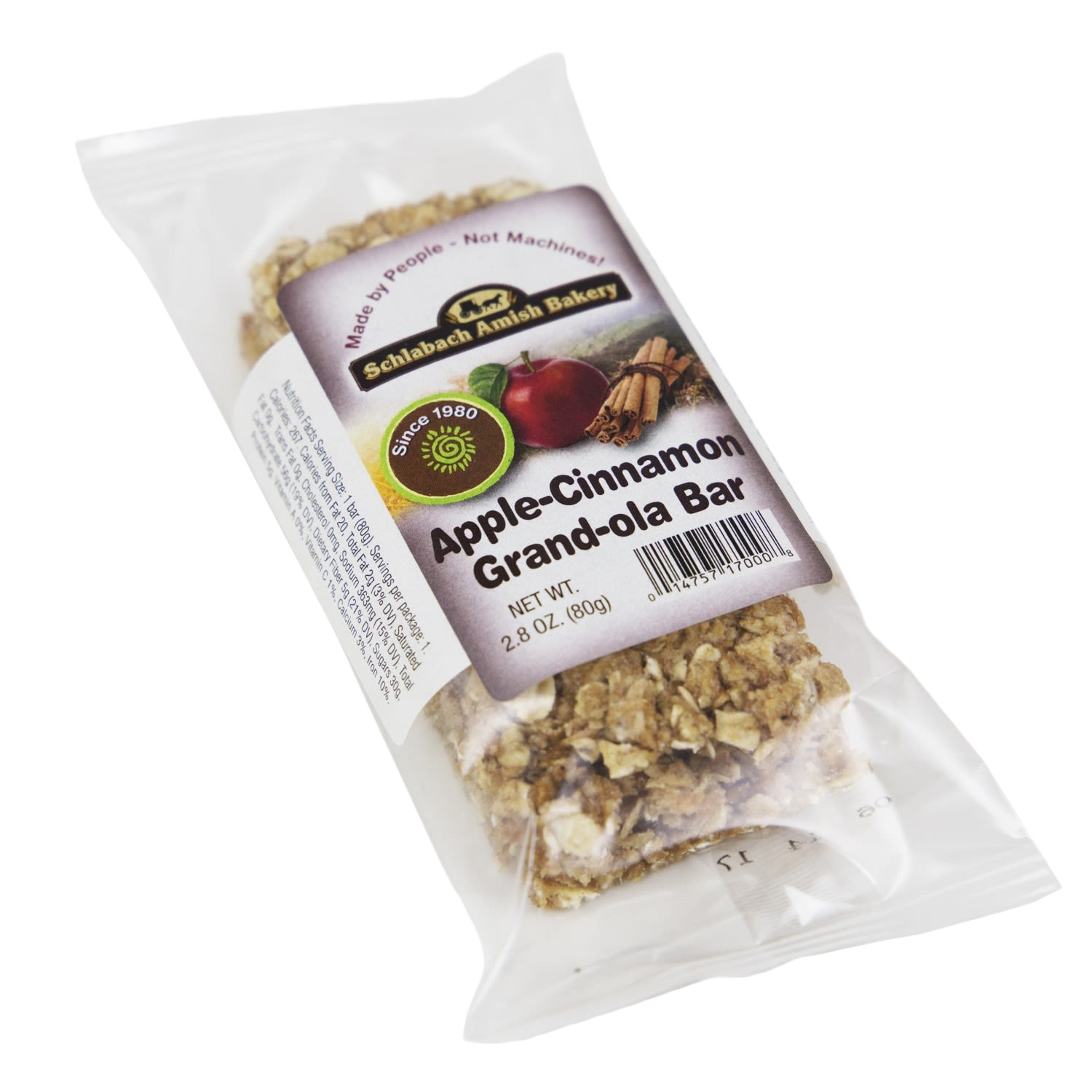 Individually wrapped apple cinnamon granola bar with oats and walnuts in snacks and food collections under $50