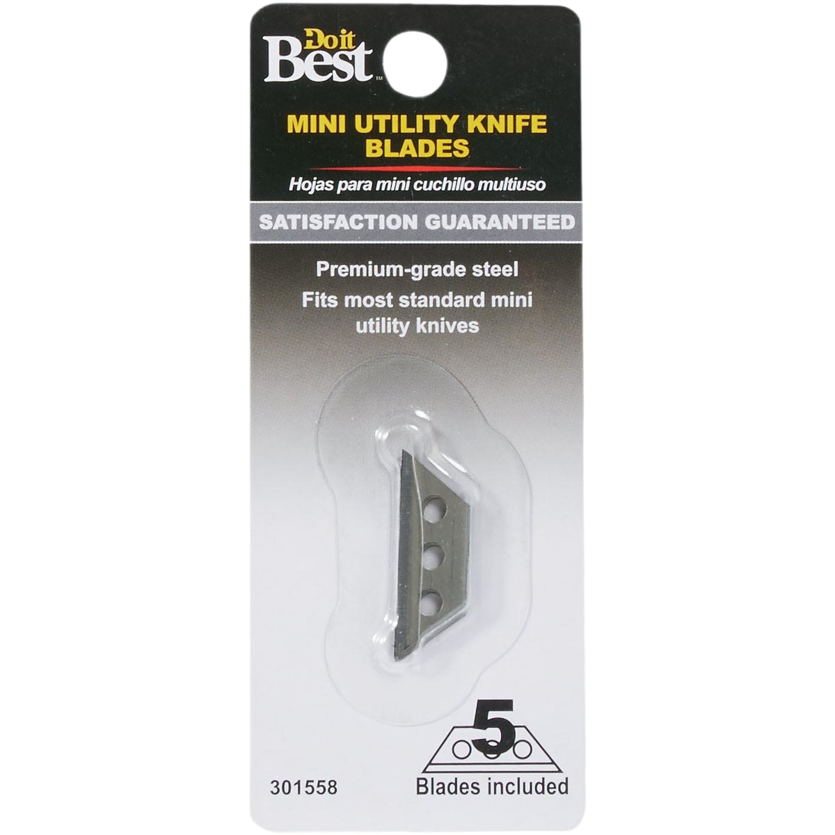 Pack of five mini utility knife replacement blades made from premium-grade steel in cutting and hand tools collections