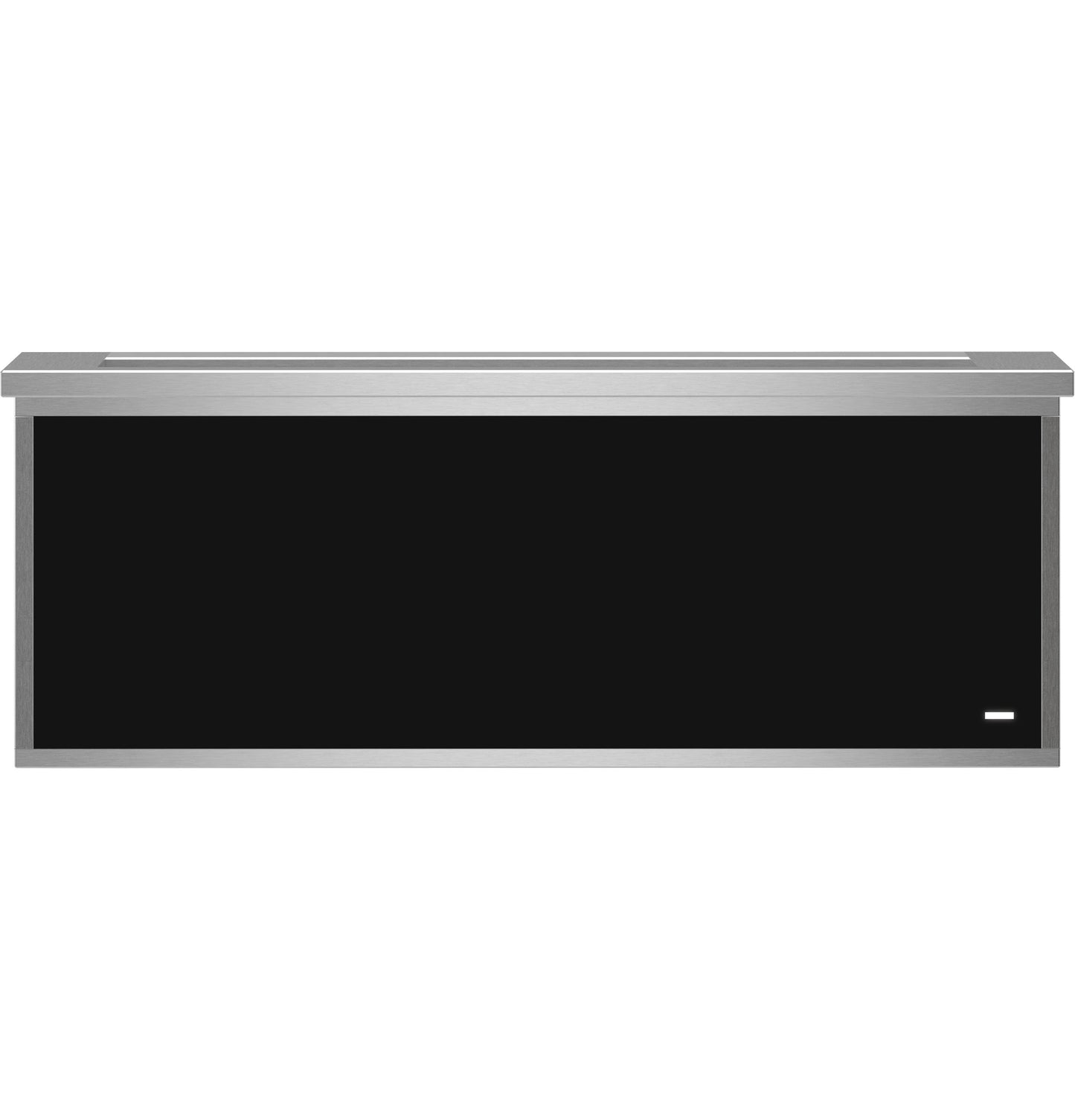 Sleek minimalist warming drawer in stainless steel and black finish from kitchen and wall ovens appliance collection