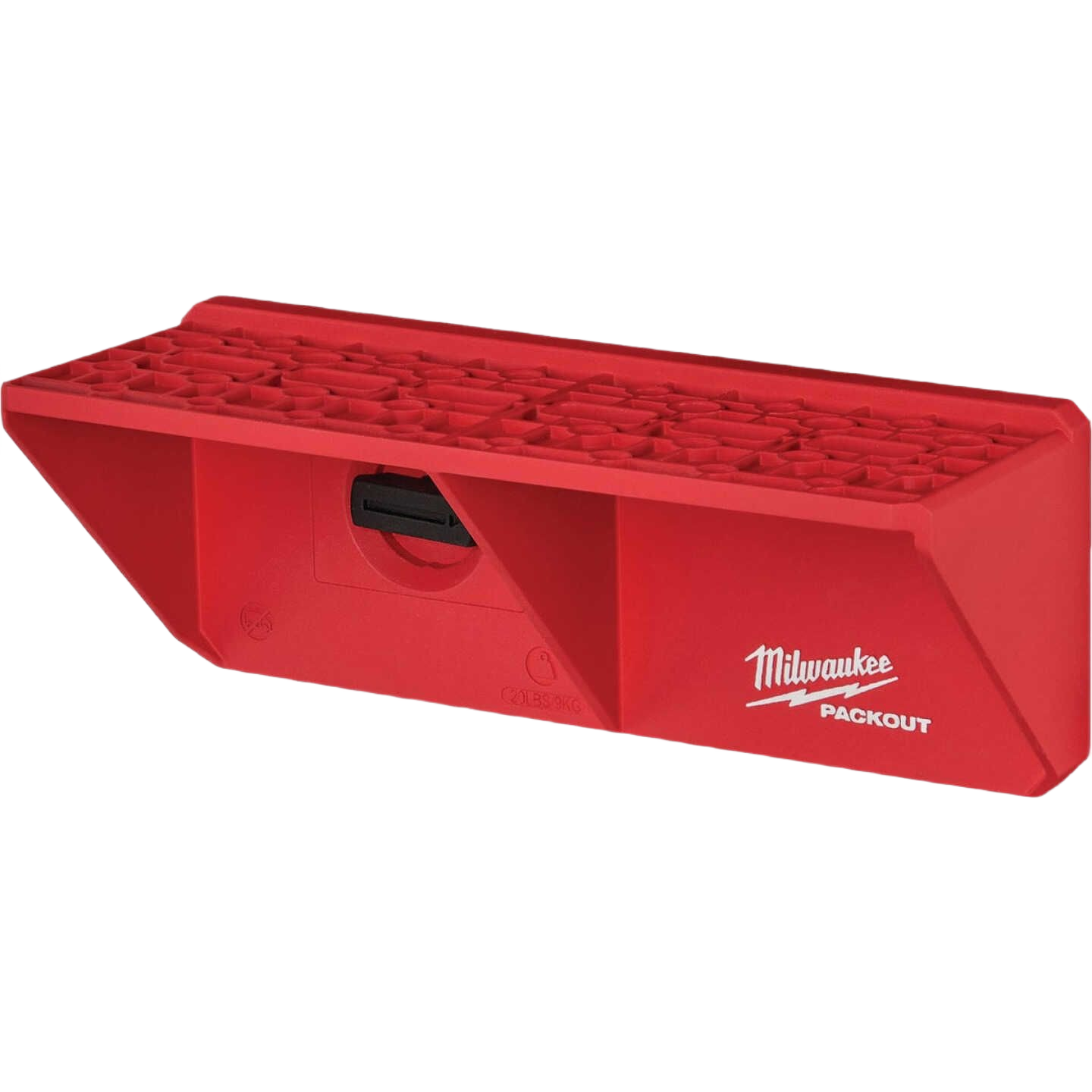 Red modular screwdriver rack with secure mounting hook for workshop and garage storage organization