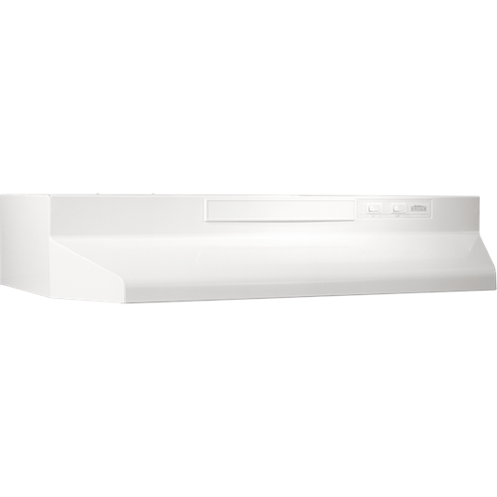 White under-cabinet range hood with simple controls, designed for kitchen and home improvement appliance collections.