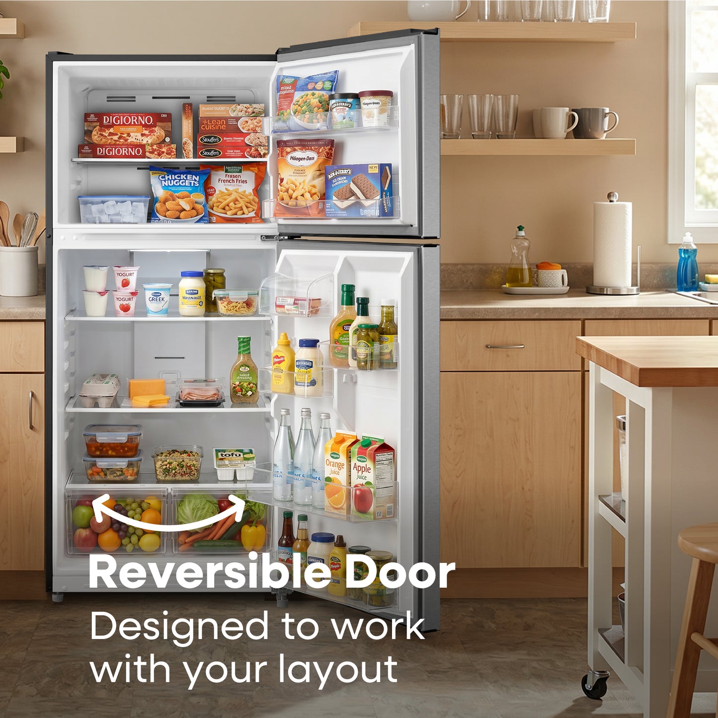 Element Electronics 18.1 cu. ft. Top Freezer Refrigerator - Stainless Steel, ENERGY STAR (ERT18CSES)