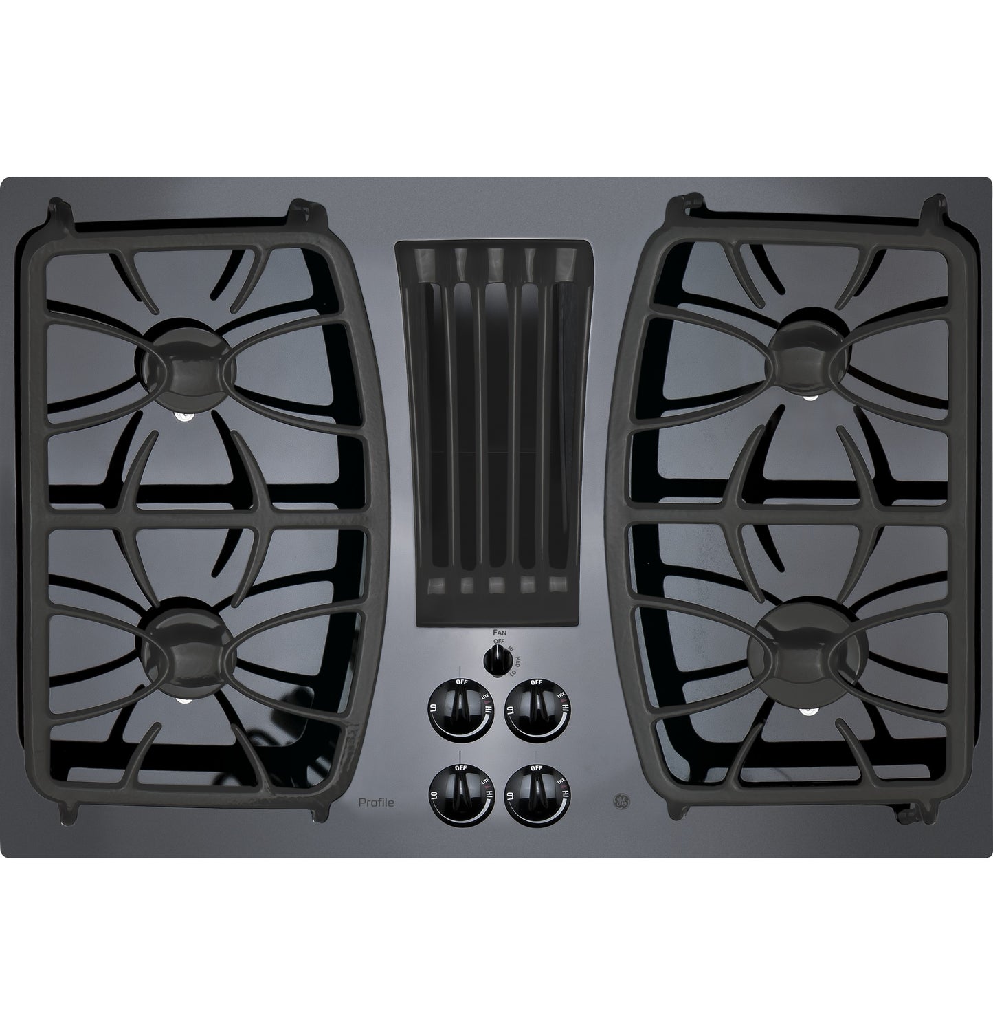 Built-in gas cooktop with four burners and integrated downdraft vent from Cooktops and Kitchen & Kitchenware collections