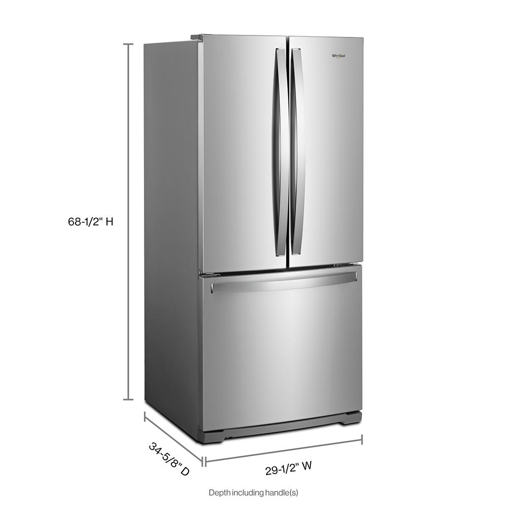 Stainless steel 30-inch wide French door refrigerator with bottom freezer in refrigerators and appliances collection