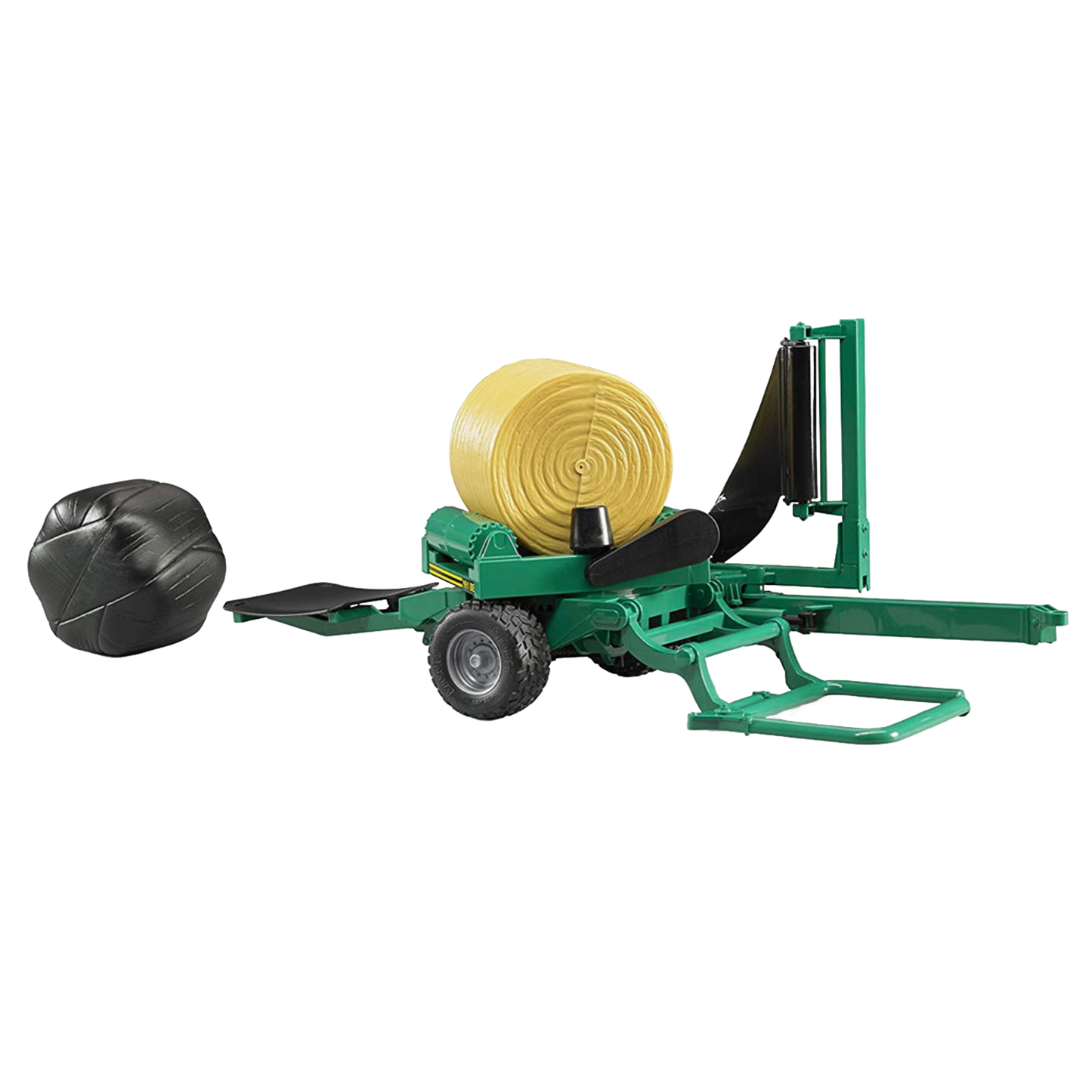 Green bale wrapper toy with yellow bale and black plastic film in Vehicles & Remote Controlled Toys and Bruder Toys collections