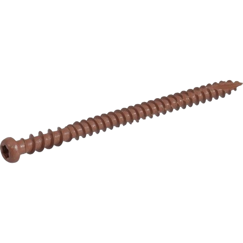 Brown composite deck screw with star drive head, part of Hillman fasteners for home improvement projects under $50