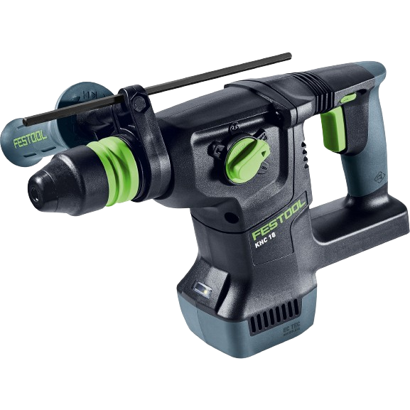 Cordless rotary hammer drill with ergonomic grips and auxiliary handle, part of Festool power tool accessories collection under $100