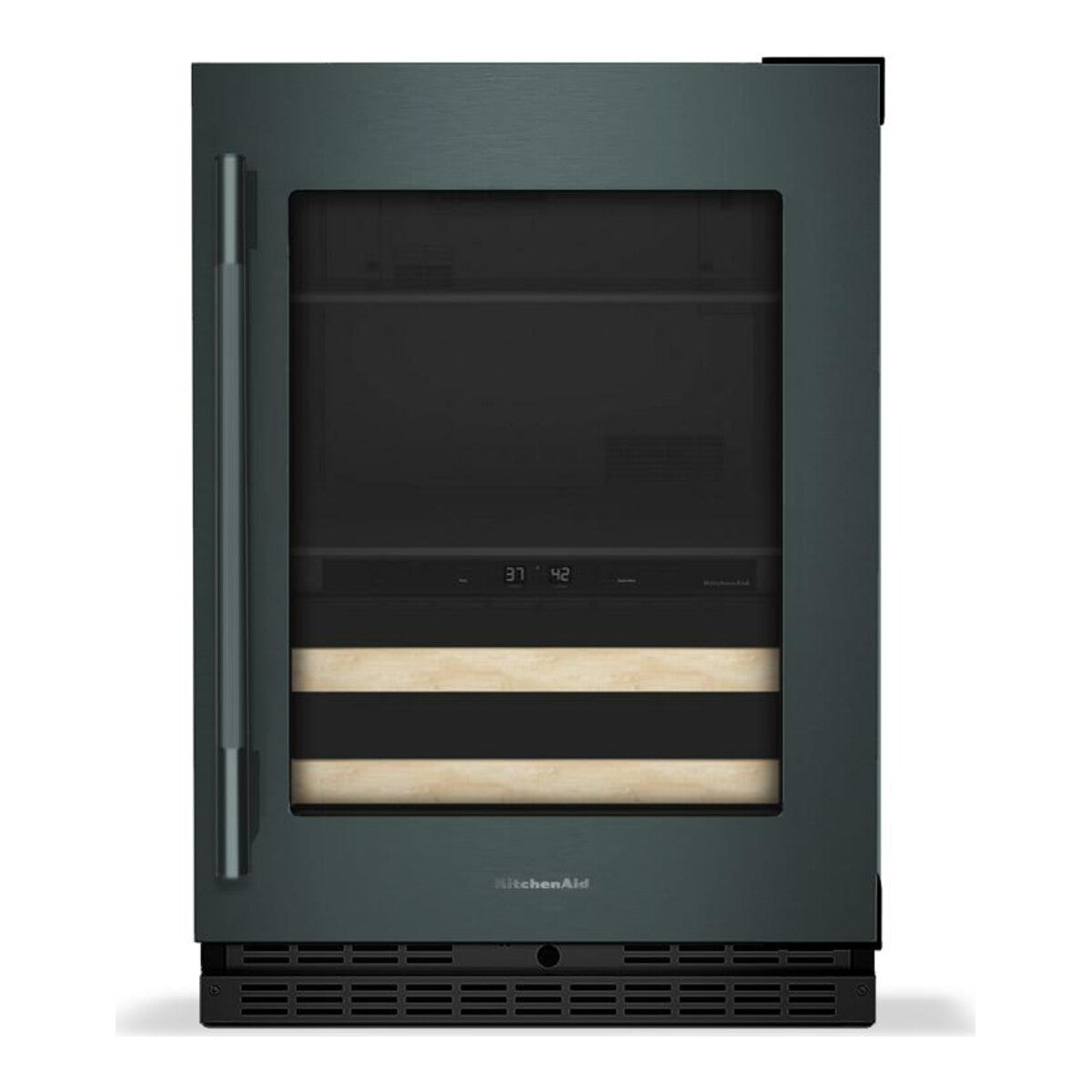 4.8 Cu. Ft. 24-Inch Beverage Center with Right Door Swing and 14-Wine Bottle Capacity with Wood-Front Racks in Juniper
