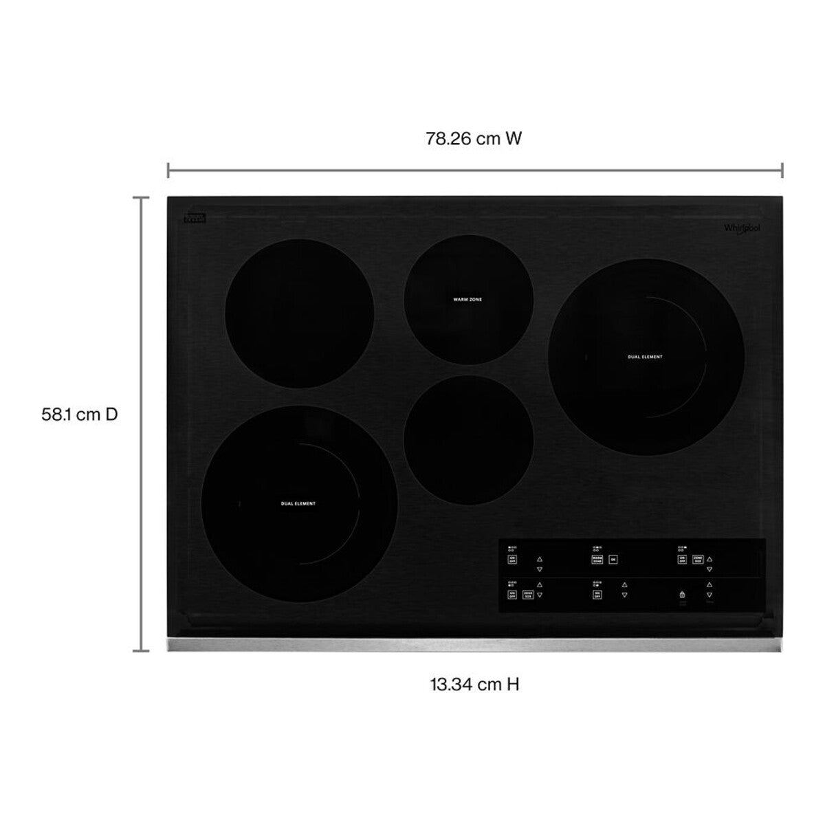 30-inch Electric Ceramic Glass Cooktop with Two Dual Radiant Elements